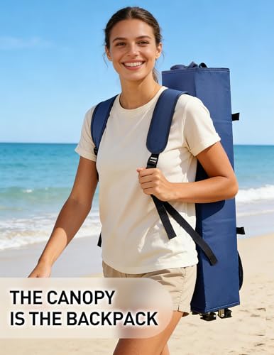 East Oak Oversized Camping Chair with Canopy | 400 LBS Heavy Duty Folding Beach Chair with Canopy Shade, Roomy Seat, Full ...