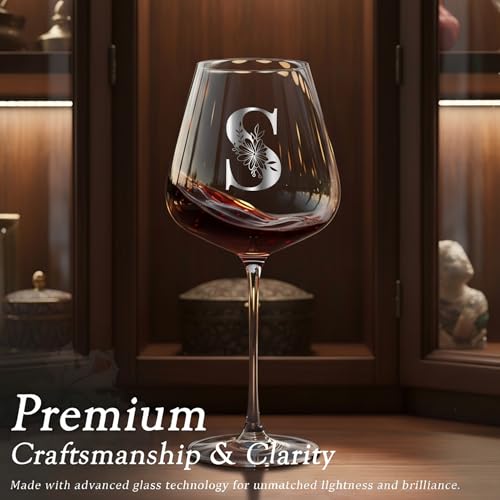 Personalized Crystal Wine Glass for Women Wife Birthday Wedding Anniversary Her Unique Letter Gift Over 20 25 30 40 50 55 ...