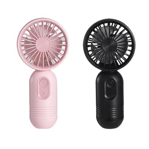 VanSmaGo Portable Mini 2-pack Handheld Personal Small Fan with 3-speed for Travel, USB Rechargeable Battery Operated Eyela...