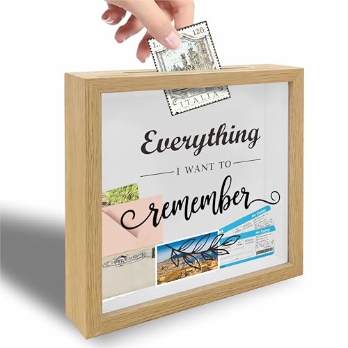 8x8 Shadow Box Frame - Decorative Greenery Wooden Memorable Box For Saving - Everything I Want To Remember - Display Memor...