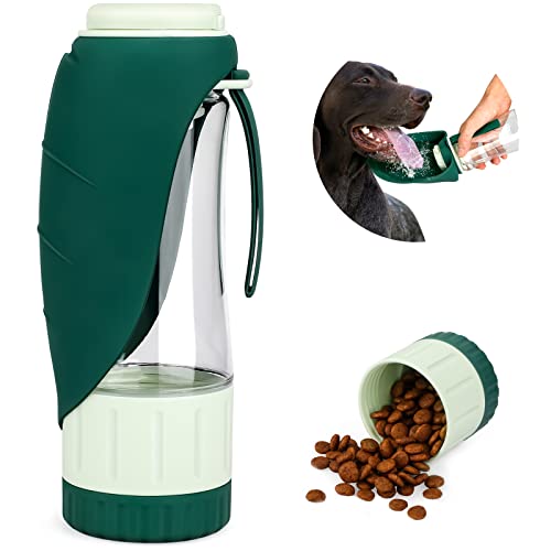 TIOVERY Upgraded Dog Water Bottle, Portable Dog Cat Puppy Pet Water Dispenser Feeder with Drinking Cup and Food Container ...