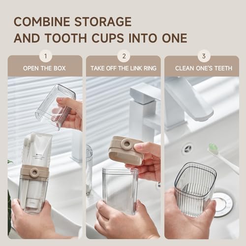 Topavatop Toothbrush Travel Case, 2 in 1 Toothbrush Holder and Rinse Cup, Large Capacity Toothbrush Cup with Cover, Portab...
