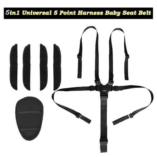 Universal 5 Point Harness Baby Seat Belt, Adjustable Harness Baby Safety Strap, Safety Child Seat Belt with 5 Pad for High...