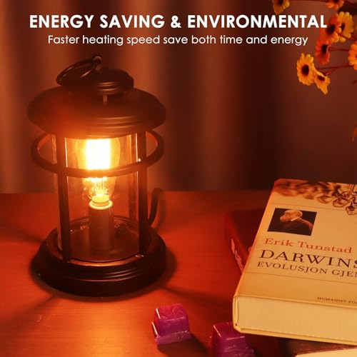SALKING Electric Wax Warmer - Metal Wax Melt Warmer for Scented Wax,Candle Wax Burner Fragrance Warmer and 2 Edison Bulbs,...