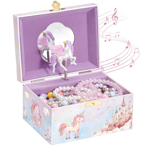ProCase Unicorn Jewelry Box for Girls, Kids Musical Jewelry Boxes with Spinning Unicorn Doll, Birthday Christmas Gifts for...