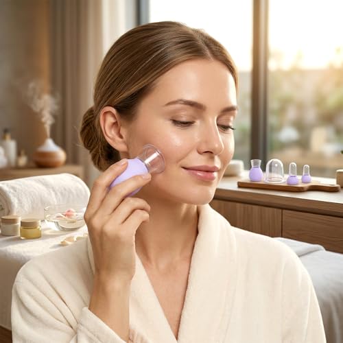 FNANJWQ 4Pcs Facial Cupping Therapy Set, Silicone Face Cupping Kit for Massage, Anti Cellulite Cup Massage Tool Vacuum Suc...