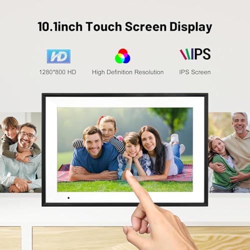 Digital Picture Frame 10.1 Inch Digital Photo Frame with 32GB Storage, 1280 * 800 IPS FHD Touchscreen, WiFi Smart Frame Sh...