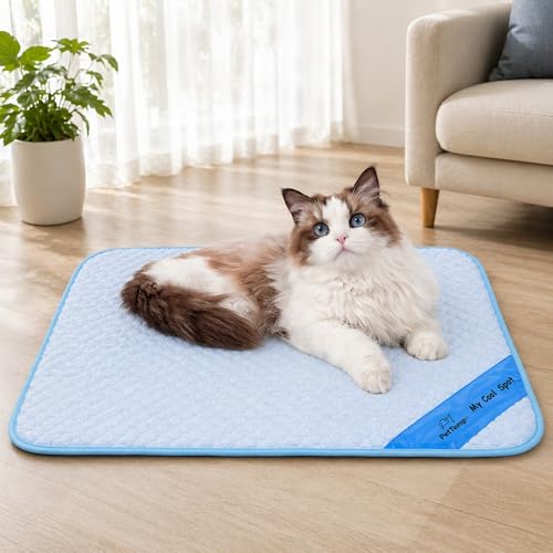 Pet Cooling Mat for Dogs & Cats – Ice-Silk Breathable Washable Foldable Cooling Blanket, Durable Portable Non-Slip Dog Bed...