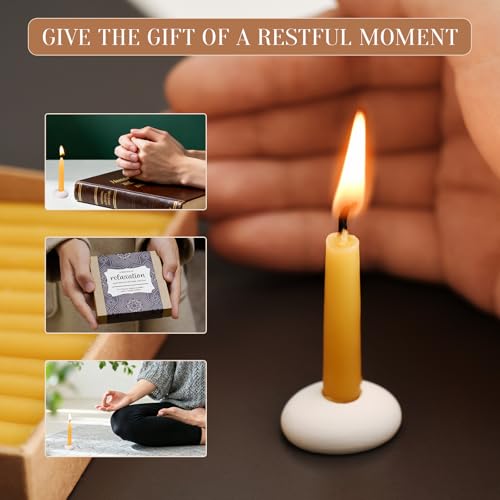 DEYBBY 20 Minute Beeswax Meditation Candles for Relaxation - 24pcs Mini Beeswax Taper Candle Gift Set with 2 Small Candle ...