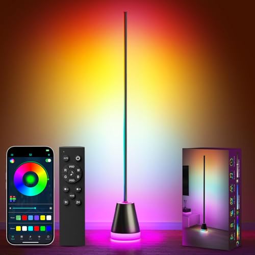 Keepsmile Smart RGB LED Corner Floor Lamp,172 LEDs Bright Standing Lamps for Living Room with APP and Remote,Modern Floor ...