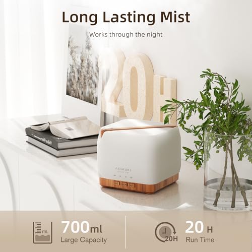 ASAKUKI Essential Oil Diffuser for Home, Large 700 ml Humidifier with Automatic Shut-Off, Scent Aromatherapy Diffuser with...