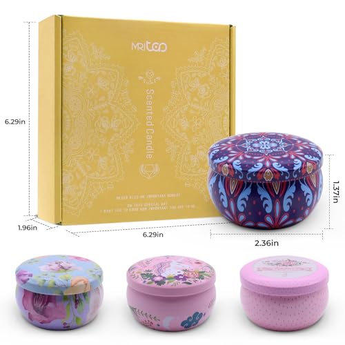 Scented Candles Gift Set for Women 4 Pack Soy Wax Candles with Dried Flowers Reusable Tin Aromatherapy Relaxation Gift for...