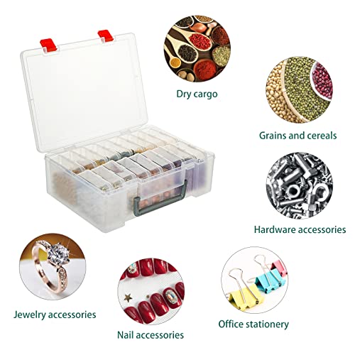 Letken 18 Pieces Small Plastic Craft 0rganizers and Storage, Transparent Box with Hinged Lid for Storage of Jewelry, Diamo...