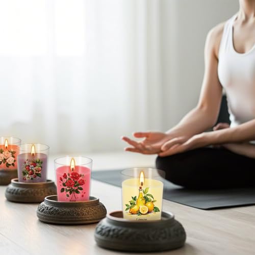 Aromatherapy Candles Set - 24 Pack Scented Candles with 12 Natural Fragrances, Votive Candles in Clear Plastic Jars for Ho...