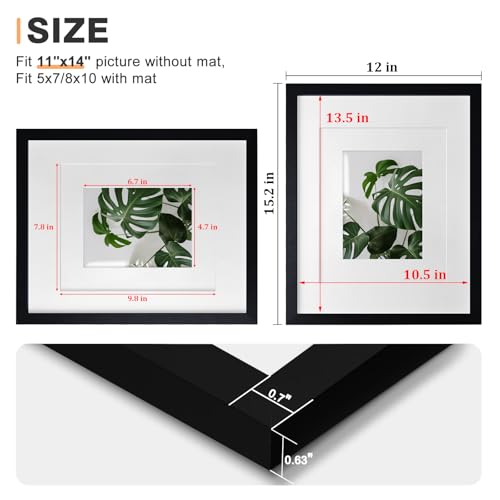 Egofine 11x14 Picture Frame Black - Photo Frame Made of Solid Wood Covered by Plexiglass for Table Top Display Pictures 5x...