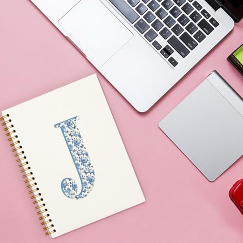 ShowDraven Blue Cute Initial Notebook Journal Diary Libretas Escolares J, Preppy Cute Aesthetic Personalized Notebook Gift...