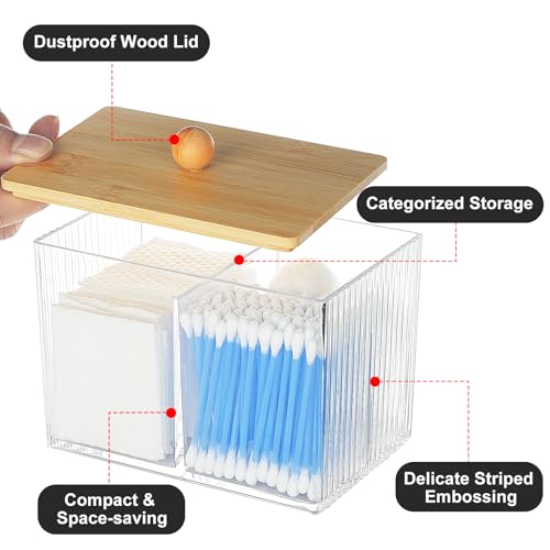 KIMCHOMERSE Qtip Holder Storage, Bathroom Cotton Ball Holder Canisters for Cotton Swab, Cottons Pad, Dental Floss Organize...