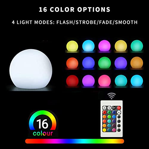 Censinda LED Glowing Ball Light, 8-Inch Cordless 16 Color Changing and 4 Light Modes Kids Night Light, Rechargeable & Dimm...