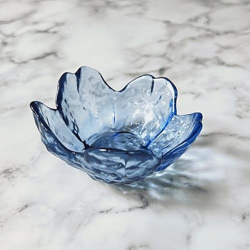 Koyzsen Blue Crystal Flower Jewelry Ring Dish, Clear Trinket Bowl, Cute Nightstand Decor Ring Holder for Women, Home Decor...