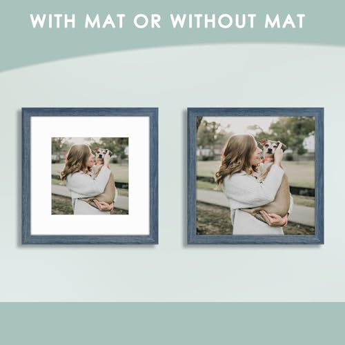 Golden State Art 12x12 Picture Frame with Mat for 8x8 Picture - Engineered Wood Shatter Resistant Plexiglass - Gallery Wal...