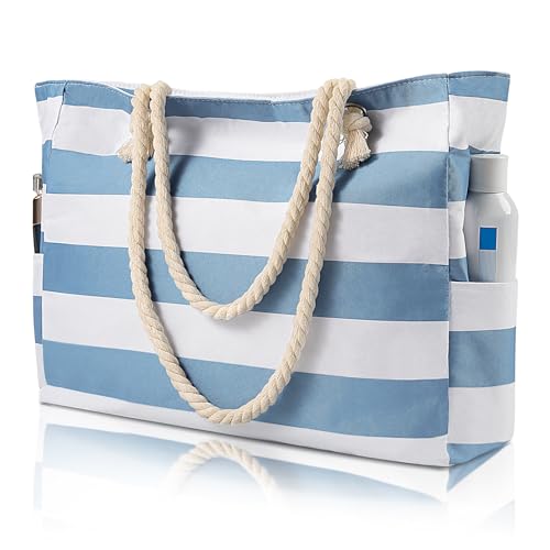Pleneal Beach Bags For Women - Large Beach Bags with Zipper Waterproof Sandproof Swim Pool Beach Bag