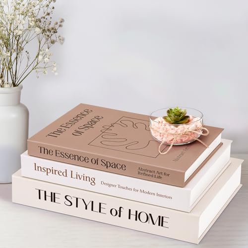 XKDOUS Set of 3 Aesthetic Decorative Books for Home Decor Coffee Table Books Hollow Keepsake Photo Storage Boxes Modern Sh...