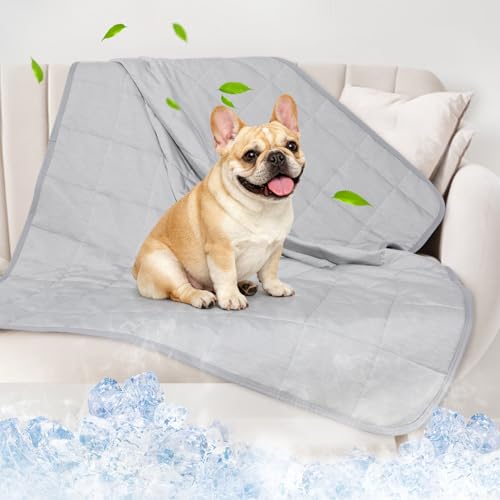 Cooling Blanket for Dogs, 0.4 Q-MAX Dog Cooling Blanket Washable, Cool to Touch Pet Blanket Cooling Comforter Throw for Be...