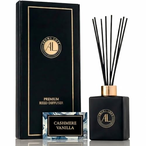 Aroma Loft Black Reed Diffusers for Home | Premium Fragrance Diffuser | Reed Diffuser Sticks in Oil Set with Cashmere Vani...