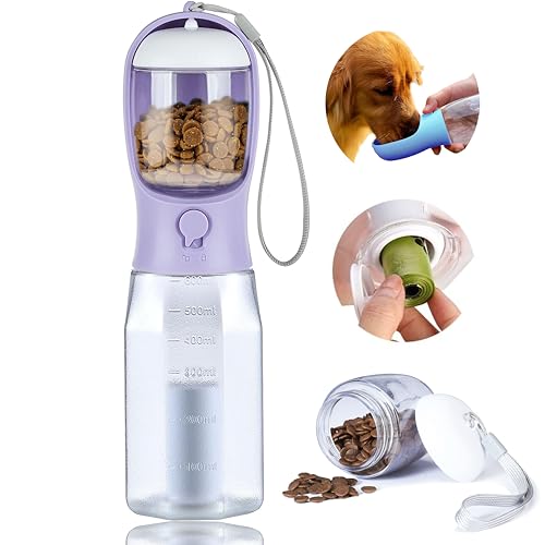 AVELORA Dog Water Bottle with Food Container, Portable Pet Dog Water Dispenser for Outdoor Walking,Hiking,Travel,Puppy Ess...