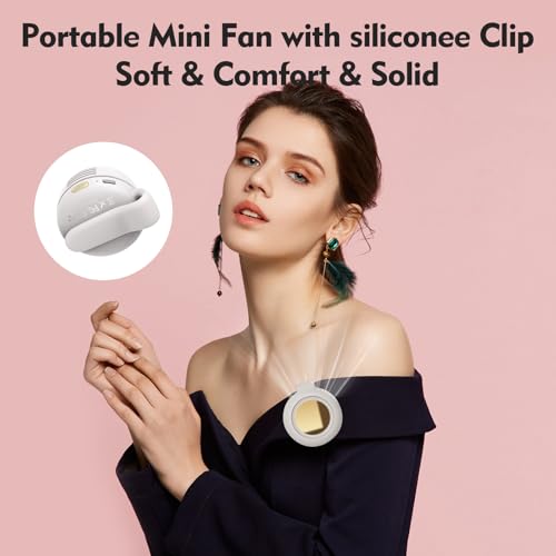 Portable Silent Mini Bladeless Electric Fan,Small fan Clip on for Shirt & Waist,2026 New Mini Bladeless Fan Clip On,Adjust...