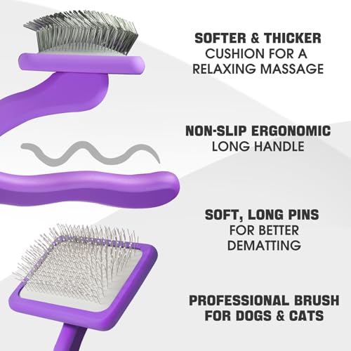 Bonteck Dog Slicker Brush for Dogs Grooming Kit 4PCS | Large Dog Brush for Goldendoodles Poodles Doodles | Long Pin Haired...