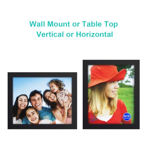 RPJC 8x10 Picture Frames Made of Solid Wood High Definition Glass for Table Top Display and Wall Mounting Photo Frame Black