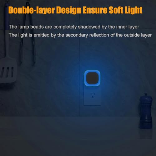 YUNLEX 2 Pack Azure Night Light, Crisp Modern Glow with Dimmable Soft Light & Indirect Reflection, Auto Dusk to Dawn Senso...
