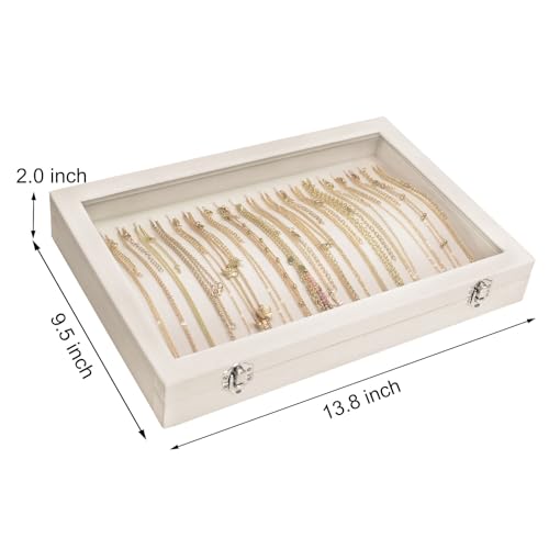 Siveit Necklace Organizer Box Premium 20 Hooks Velvet Necklace Display Jewelry Tray with Transparent Lid Jewelry Necklace ...