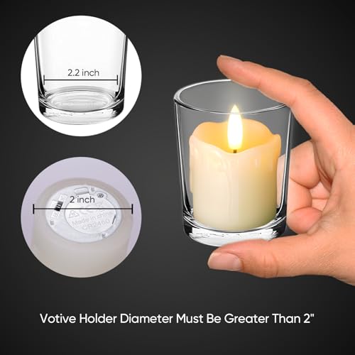 Homemory Flameless Votive Candles with Timer, 2" x 2" Real Wax, 400+Hour Realistic Black Wick Battery Operated Candles, Se...