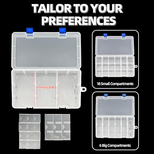 DUOFIRE Plastic Organizer Container Storage Box Adjustable Divider Removable Grid Compartment for Jewelry Beads Earring To...