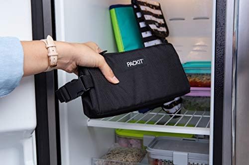 PackIt(R) Freezable Snack Box, Black, Built with EcoFreeze(R) Technology, Collapsible, Reusable, Zip Closure with Buckle H...
