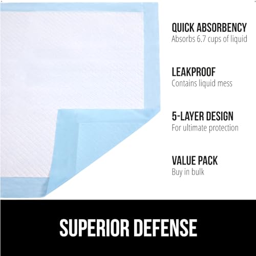 Gorilla Guard Disposable Puppy Pads, 100 Count 22x22 in, 5 Layer Pee Pads for Dogs, Absorbent Diaper Changing Pad, Dog Pot...