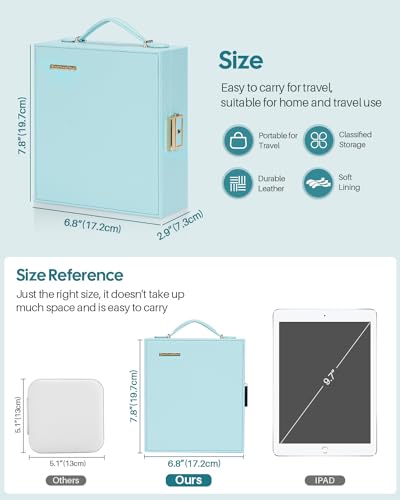 Enthralite Travel Jewelry Case, Essentials for vacation, Portable Bangle Box with Mirror, PU Leather Small Watch Organizer...