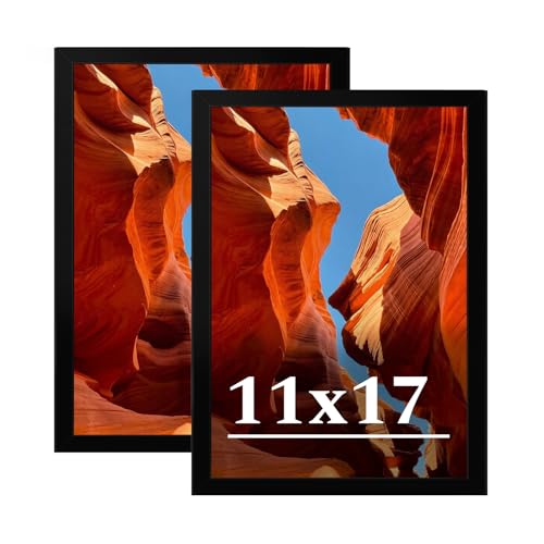 Veleclo 11x17 Picture Frame Set of 2, 11 x 17 Black Picture Frame with HD Plexiglas, 11 by 17 Poster Frame, Display Frame ...