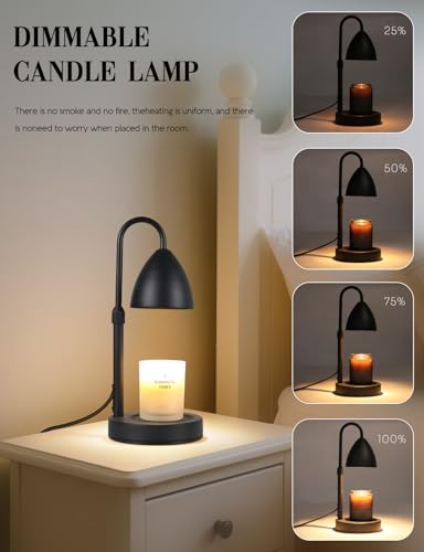 MRSZIRUI Candle Warmer Lamp with Timer Dimmable, Lamp Candle Warmer Birthday Gifts for Women, Black Adjustable Wax Melter ...
