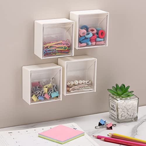 Tecbeauty 4PCS Cotton Pads Holder Dispenser, Wall Mounted Cotton Ball Organizers and Storage Box Rounds Jar Containers for...
