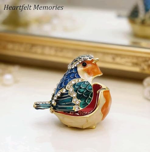 JWT Astyle Robin Bird Hinged Jewelry Box with Stones, Collectible Animal Trinket Box.Rings Earrings Storage Boxes,Bird Fig...