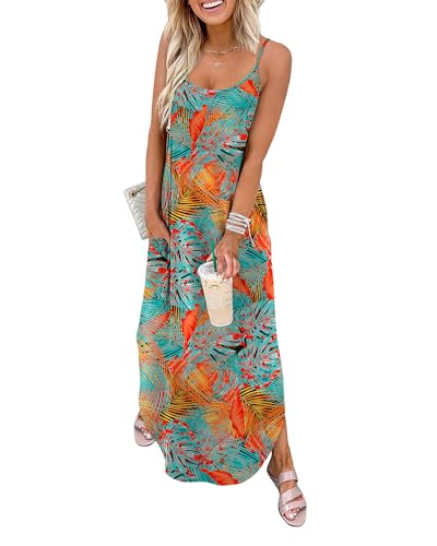 WIHOLL Women's Maxi Dresses for Women Casual Long Summer Sun Dresses 2026 Spaghetti Strap Hawaiian Vacation Outfits for Women