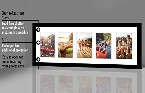 Americanflat 4x6 Collage Picture Frame with Shatter-Resistant Glass - Fits Five 4x6 Photos or Use as One 8x24 Picture Fram...