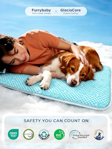 furrybaby Large Extra-Thick Dog Cooling Mat 35x28, Latest PCM Tech Endothermic Color-Changing Mat for Dogs & Cats, Long-La...