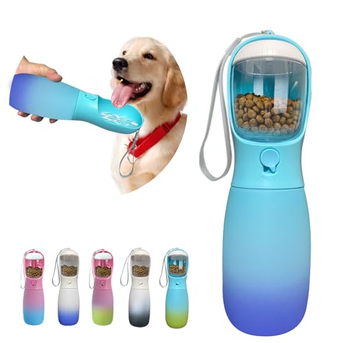 MITOCAPY 2-in-1 Dog Water Bottle Portable, Food Grade Travel Dog Bowls with Food Container, 19Oz Dog Water Bowl Dispenser,...