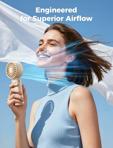 Aecooly Mighty Portable Handheld Fan | 20H Max Cooling Time | 3 Flexible Modes | 5 Speeds Wind | Battery Level Display | U...