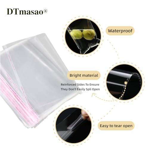 DTmasao 4x6 Inches 100 Pcs Clear Self Sealing Cellophane Bags Cookie Bags Resealable Cellophane Bag for Packaging Cookies,...