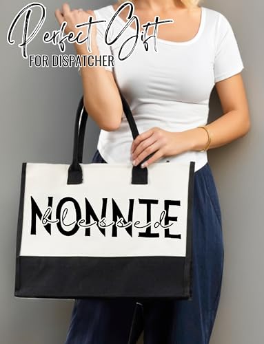 InnoBeta Nonnie Gifts for Grandma, Canvas Tote Bag on Christmas or Birthday & Mother's Day, Tote with Top Zipper Closure a...